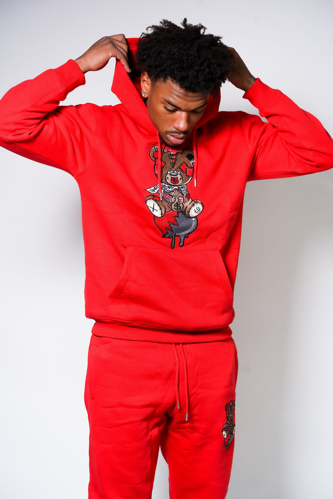 Red “Broken Rich Bear” Jogging suit